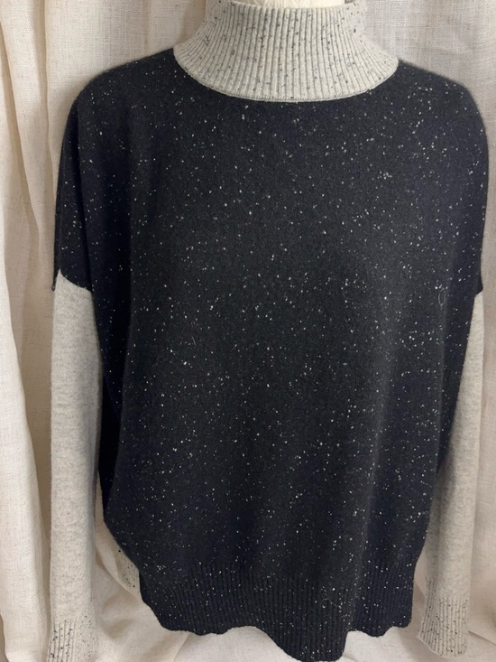 Brodie Cashmere Sweaters - 🖤🤍 Brodie 100% Cashmere Donegal Colorblock Turtleneck Sweater • Black & Heather